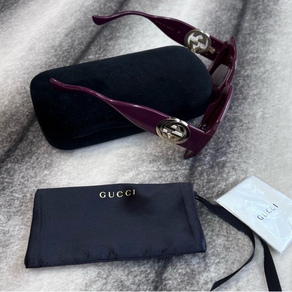 Gucci GG Logo Luxury Chocolate Brown Square Sunglasses GG1022S - Picture 6 of 11